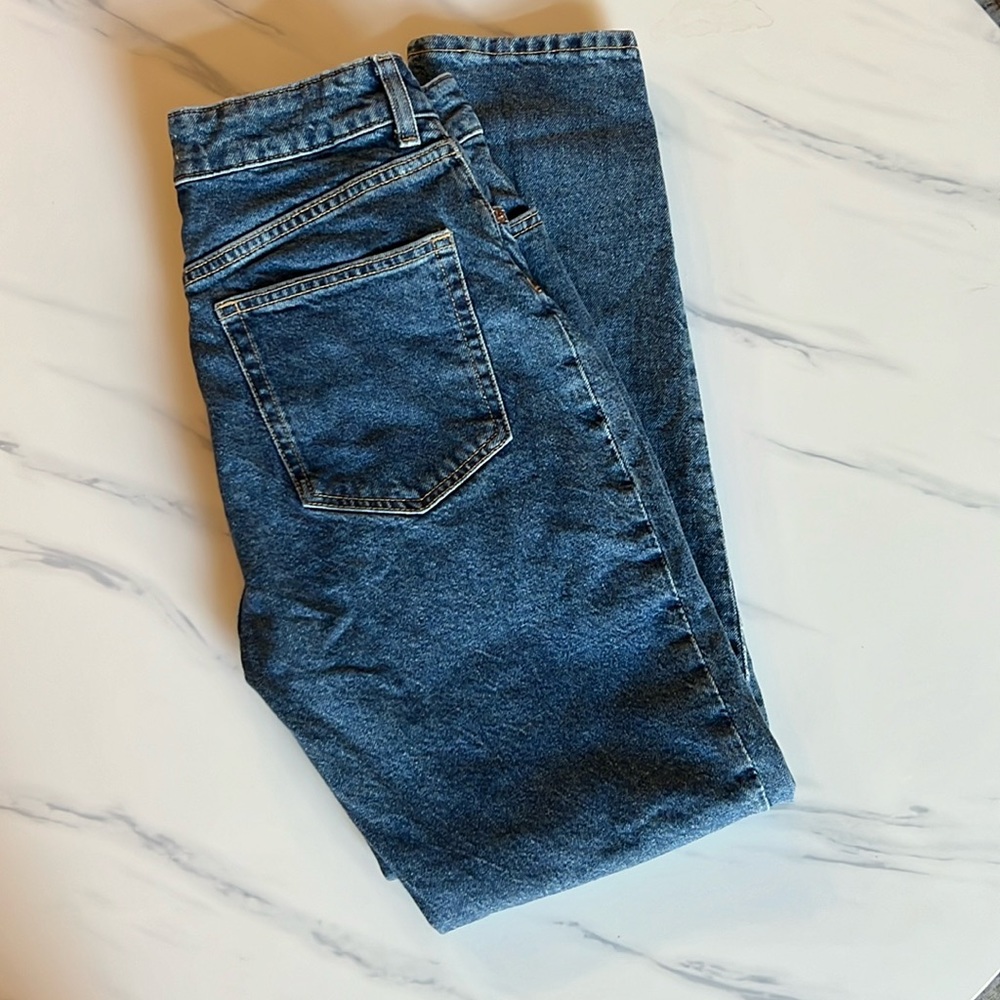 Dark wash straight leg jeans